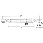 Tenditore inox 5 mm due forcelle fisse - immagine 2
