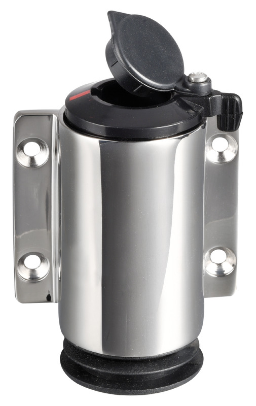 11.000.14_New2018.jpg Basetta a parete inox cappuccio nero 2 contatti - immagine 1