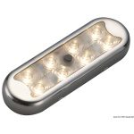 Plafoniera Bimini inox compatta a 8 LED fondo piatto, con interruttore