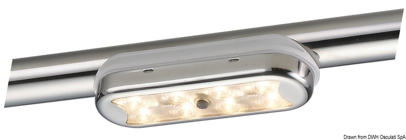13.525.04.jpg Plafoniera Bimini inox compatta a 8 LED fondo curvo, con interruttore - immagine 1