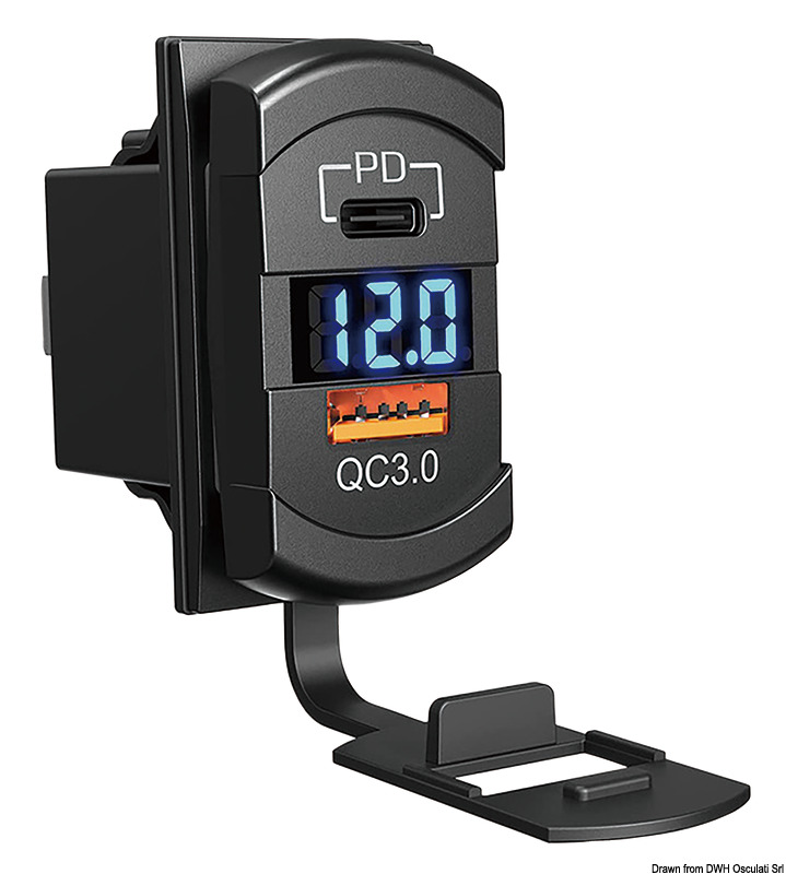 14.195.63.jpg Doppia presa USB A+C e Voltmetro 12/24V - immagine 1