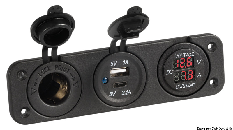 14.517.29.jpg Voltmetro/Amperometro digitale 12V e USB-A + USB-C - immagine 1