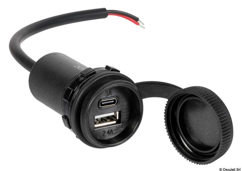 14.517.70_New2026.jpg Presa stagna USB-A + USB+C con cappuccio - immagine 1
