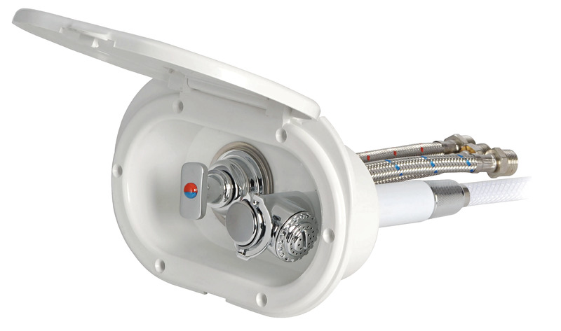 15.240.01_new2015.jpg Box doccia bianco tubo PVC 2,5 m uscita posteriore - immagine 1