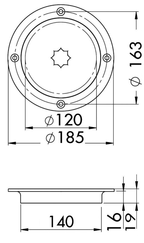 20.100.40_dis.jpg Botola ispezione AISI 316 passaggio 120 mm - immagine 1
