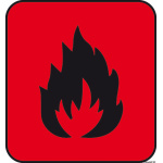 Adesivo pericolo incendio (foglio da 10 loghi) 25x27