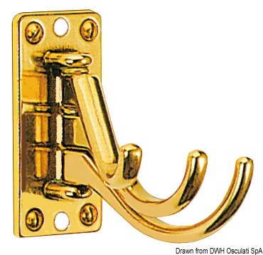4.2.7 Appendiabiti 3 ganci ottone lucido 73x36 - immagine 1