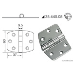 Cerniera inox 74x60 mm