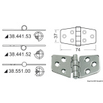 Cerniera nodo sporgente 74x37 mm