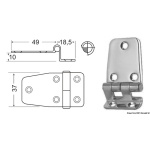 Cerniera inox a sbalzo 67,5x37 mm