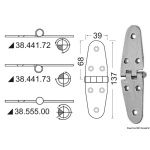Cerniera inox sporgente 137x39 mm