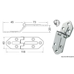 Cerniera inox sporgente 118x40 mm