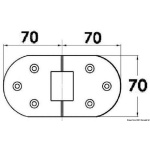 Cerniera inox no fori 137x70 mm