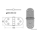 Cerniera inox 103x38 mm sporgente