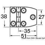 Cerniera inox cieca trapezoidale 51x38 mm