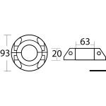 Anodo collare compatibile con eliche Max-Prop Ø60 90x204 mm - immagine 2