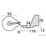 Anodo MERCURY pinna 25/50 HP alluminio - immagine 2