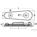 Anodo ovale alluminio VETUS 940 g - immagine 2