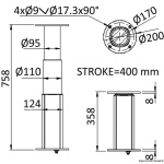 Gamba tavolo tri-telescopica rotonda 12V allum. - immagine 2