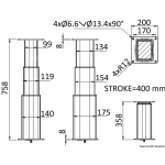 Gamba tavolo tri-telescopica rettangolare 12V all. - immagine 2