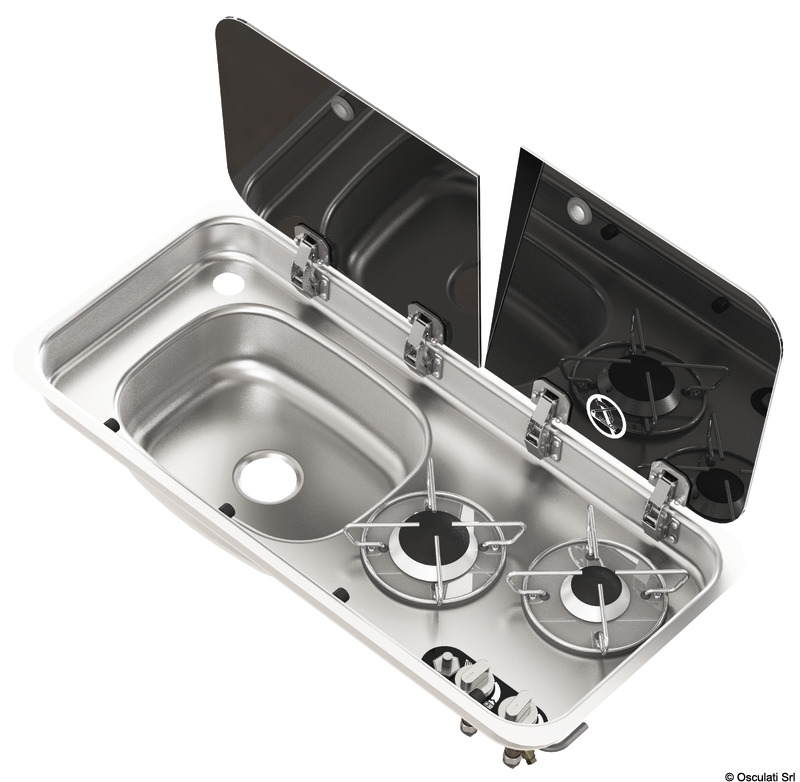 50.714.04.jpg Piano cottura 2 fuochi - lavello SX con miscelatore - immagine 1