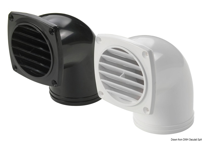 53.273.xx_B.jpg Presa d'aria ABS con collare 90° mm 92 x 92 bianca - immagine 1