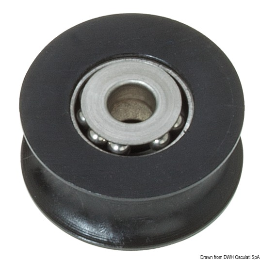 55.244.xx_.jpg Puleggia in delrin su sfere inox mm 28 Ø 10 - immagine 1